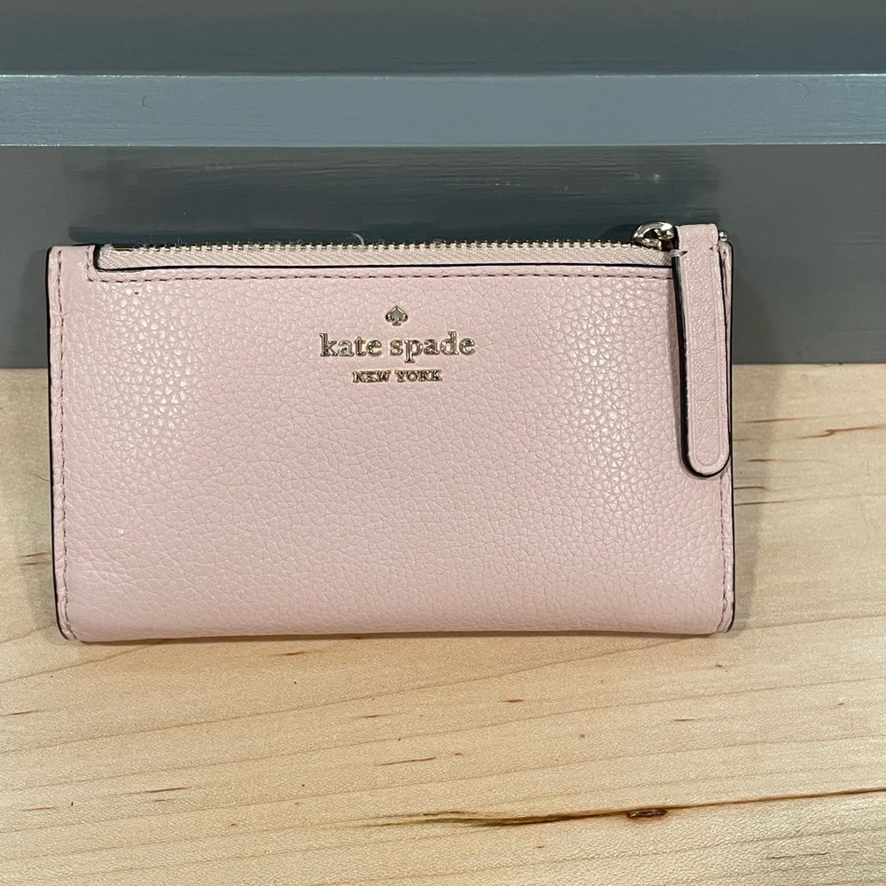 kate spade Blush Pebbled Leather Zip Wallet